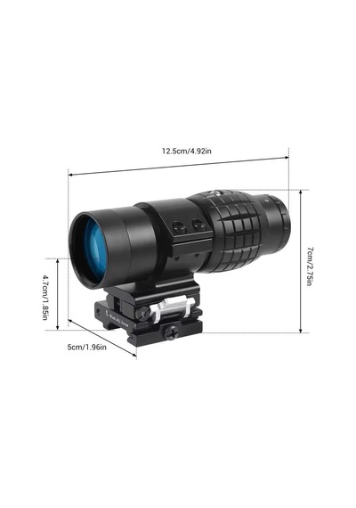Magnifier 3x Yakınlaştırmalı Dürbün 22mm Ray Uyumlu, Katlanır Yaylı Ayaklı Siyah