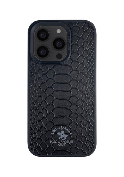 Santa Barbara Polo Knight-Apple iPhone  Uyumlu  14 Pro Kilif.yılan Derisi Tasarımı.Apple iPhone  Uyumlu  14 Pro Deri Kılıf Siyah