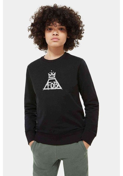 Tshirthane Fall Out Boy Baskılı Unisex Çocuk Siyah Sweatshirt (534642703) Siyah