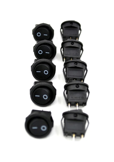 10 Adet Mini 16mm Yuvarlak Siyah Anahtar 1-0 Rocker