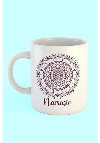 Mandala Namaste Baskılı Kahve Kupası Beyaz