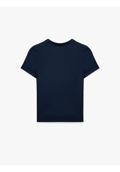 Koton Slim Fit Biyeli Kısa Kollu Bisiklet Yaka Spor Tişört Lacivert 6sak10362nk