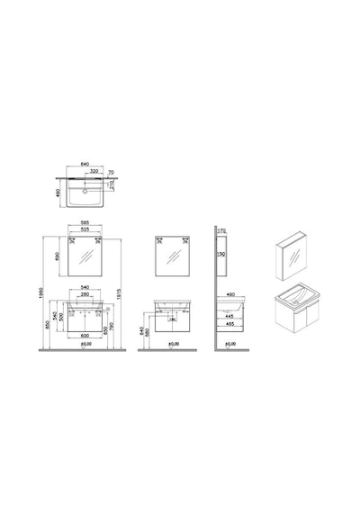 VitrA Quadrum Banyo Dolabı Seti 65 Cm Kapaklı Cordoba 69617 Diğer