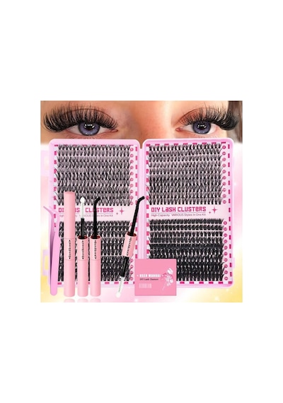 Takma Kirpik Seti, 800 Adet Demet Kirpik, Yapıştırıcı, Sabitleyici, Remover, Cımbız, 30-40-60-80 D