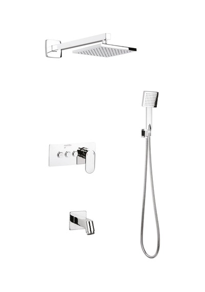 Mistillo Ankastre Duş Seti 400mm 25x25 Mm Kare Tepe Duşu +buton Sistemli +gaga Krom - Parlak