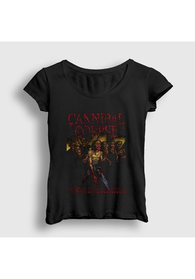 Presmono Kadın Evisceration Cannibal Corpse T-shirt Siyah