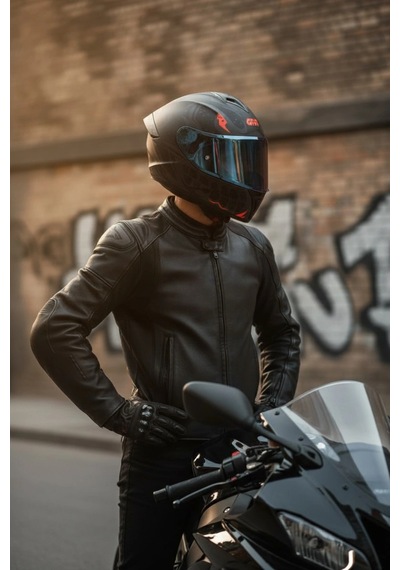 Gıvı 50.x Bones Kırmızı  1 Renkli 1 Şeffaf Vizörlü Motosiklet Kask Lacivet Vizör + Şeffaf