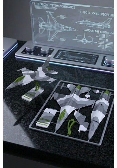 F-16 Yapboz Uçak Modeli Ve Standı Bir Arada - Evde Kurulum İçin Özel Tasarım - 857406209