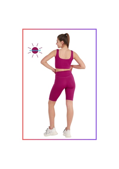 Missmaral Kadın Yüksek Bel Toparlayıcı Kısa Spor Tayt Biker Şort Basics Casual & Comfort Mürdüm 1070 MÜRDÜM