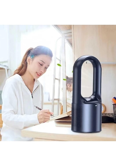 Tr Mini Klima Led Ekran Masaüstü Soğutucu Soğutma Fanı Ev Ve Ofis Için Taşınabilir Sessiz Şarjlı Fan Lacivert