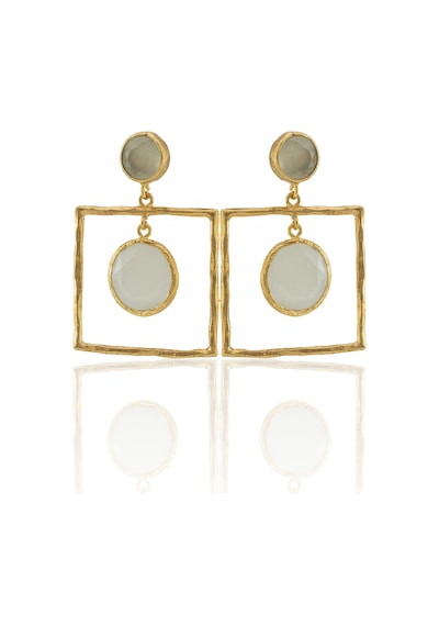 Kadir Jewellery 22 Ayar Altın Kaplama Kadın Sallantılı Küpe -el İşçiliği Ve Hipoalerjenik Küpe-e85 Beyaz