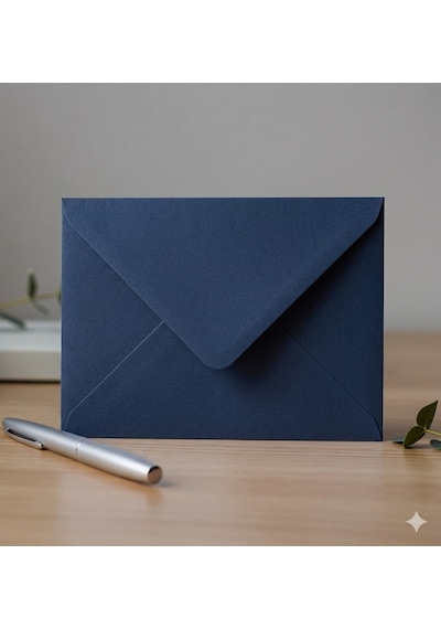 25 Adet 13x18 Cm Premium Kalite Davetiye Zarfı Koyu Mavi