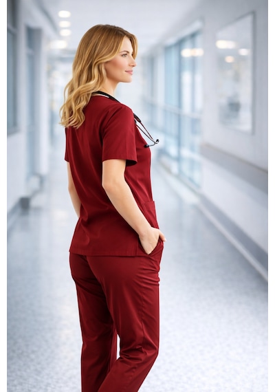Likralı Hemşire Doktor Forması Premium Belinda Soft Kumaş Scrubs Hastane Üniforması Cerrahi Takım Kırmızı Likralı Hemşire Doktor Forması Premium Belinda Soft Kumaş Scrubs Hastane Üniforması Cerrahi Takım Kırmızı