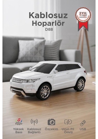 Delux Serisi Bluetooth Hoparlör Suv Araba D88 Beyaz 16w Eğlenceli Şirin Müzik