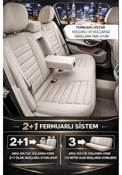 Hyundai İ20 2010 2020 Uyumlu Kumaş Alcantara Oto Koltuk Kılıfı Bej