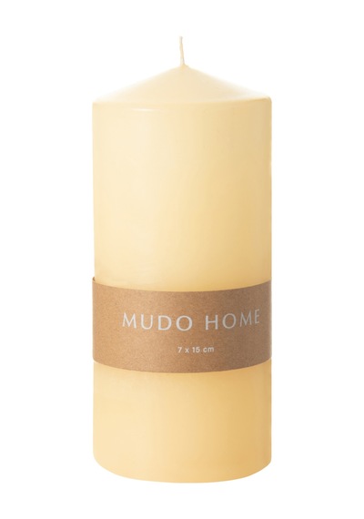 Mudo Home Sütun Mum Krem 7x15cm Ekru