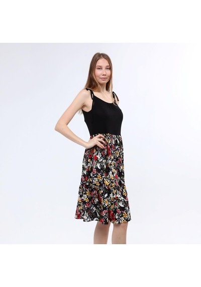 Drr Moda Çiçek Desenli Askılı Elbise