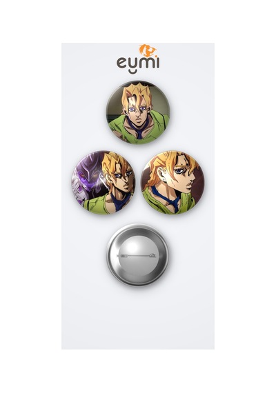 Jojo Animesi Pannacotta Fugo Anime 3'lü Metal Rozet Seti 58mm İğneli Buton Çanta Yaka Rozeti Çok Renkli