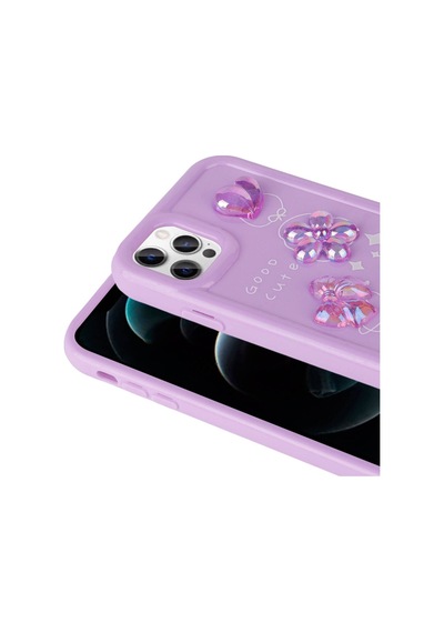 Apple iPhone Uyumlu 13 Pro Kabartma Figürlü Parlak Akav Toys Silikon Kılıf mor