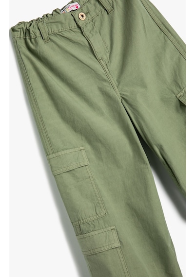 Koton Jogger Kargo Pantolon Pamuklu Beli Bağlamalı Cepli Haki 4skg40028ad Haki