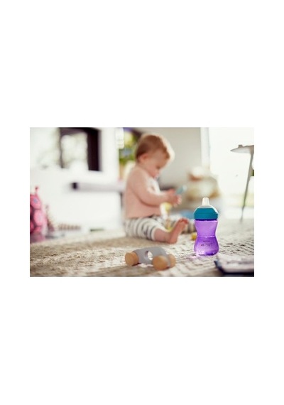 300 Ml Yumuşak Uçlu Alıştırma Bardağı, Mor Renk Açık Mavi