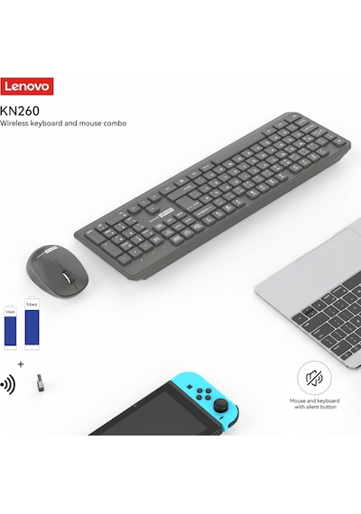 Kn260 Kablosuz Klavye Mouse Set Sessiz Siyah 870042257 Optik