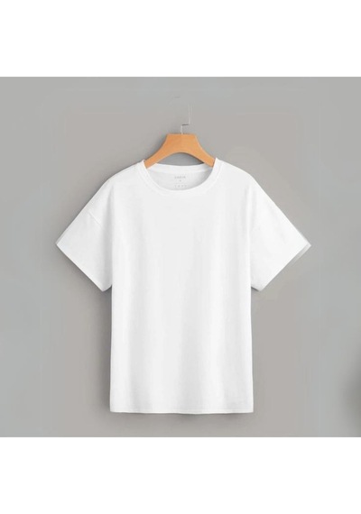 Düz Süprem Unisex T-shirt - Beyaz Kısa Kol Bisiklet Yaka Basic Oversize T-shirt Beyaz