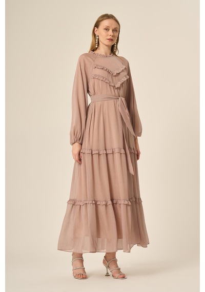 Ftz Women Kadın Simli Elbise Beige 31144 Beige