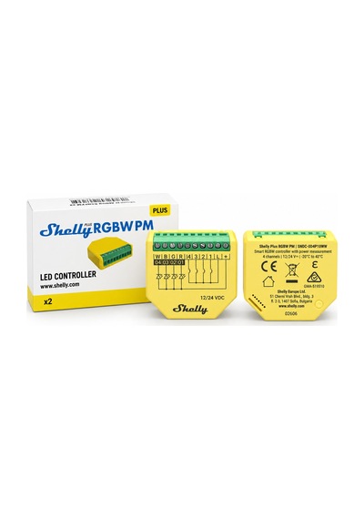 Shelly Plus Rgbw Pm X2 Wi-fi Bluetooth Enerji Ölçümlü Rgbw Led Kontrolcü 2'li Paket