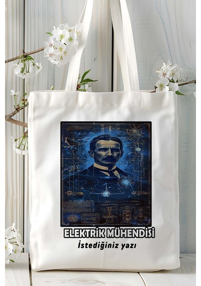 Art Hediye Elektrik Mühendisi Baskılı Bez Omuz Çantası Kişiye Özel Model 10 Çok Renkli