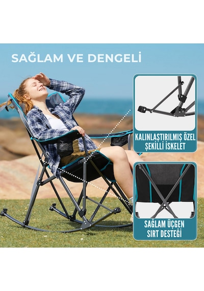 Fundango Berlin Classic Chair Plus Sallanan Katlanır Kamp Sandalyesi Blk/grey Siyah - Gri