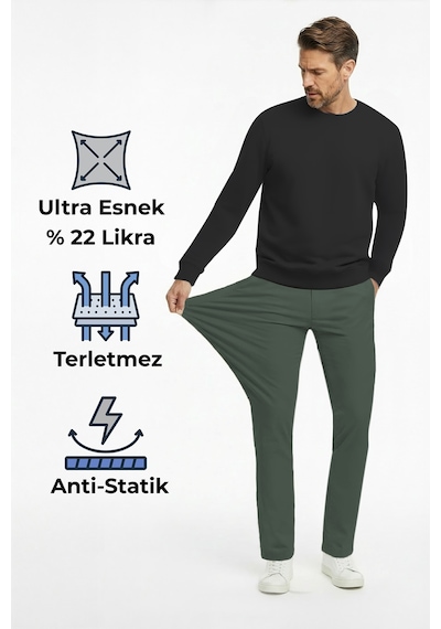 Goffra Erkek Ultra Esnek Relaxed Beli Lastikli Jogger Pantolon Yeşil M702-r0433-01 Yeşil