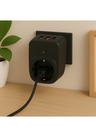 Akıllı Duvar Prizi 3 Usb + Type-c Hızlı Şarj Akım Korumalı Çoklu Priz Kompakt Tasarım Ev Ofis Kullanım 0
