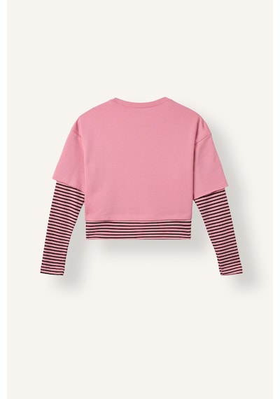 Defacto Baskılı Katmanlı Görünümlü Sweatshirt Üst Geniş Paça Alt 2li Takım Kız Çocuk I7951a826aupn181 Pembe-pn181