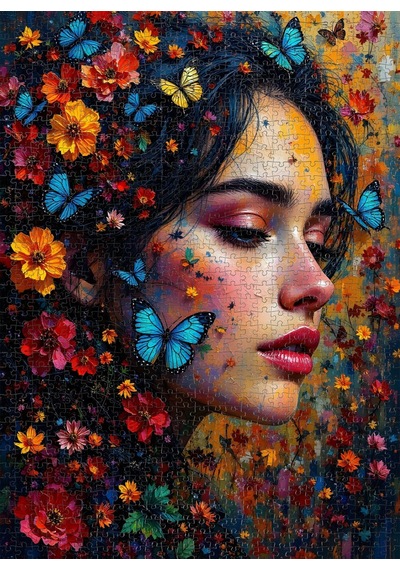 Nova Puzzle 1000 Parça Kelebek Ve Çiçeklerin Dansı Puzzle