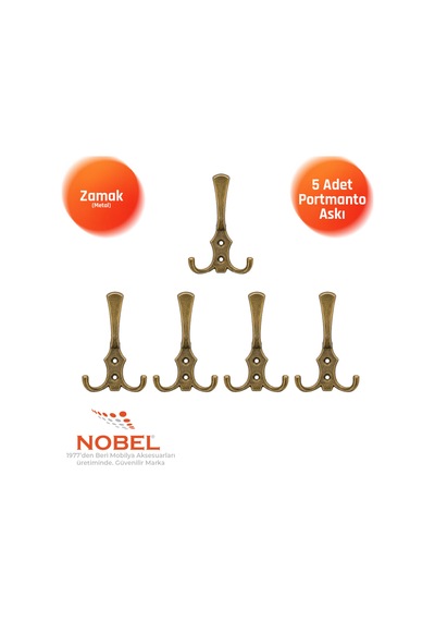 Ri Ko Portmanto Askısı, Metal Vestiyer Askısı, Anti K Sari, Duvar Ve Dolap Askılığı 5'li Set Vidalı