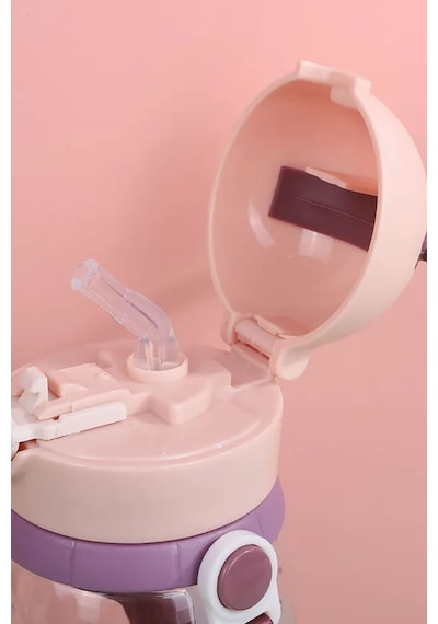 Geyik Figürlü Pipetli Taşıma Askılı Çocuk Matarası 500 Ml Sevimli Karışık