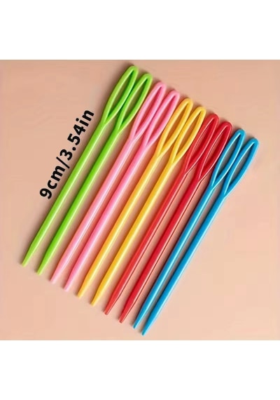 Tineke 25 Adet 6 Renk 9 Cm Karışık Plastik Yün Iğnesi, Çocuklar Için Eğitici Iğne