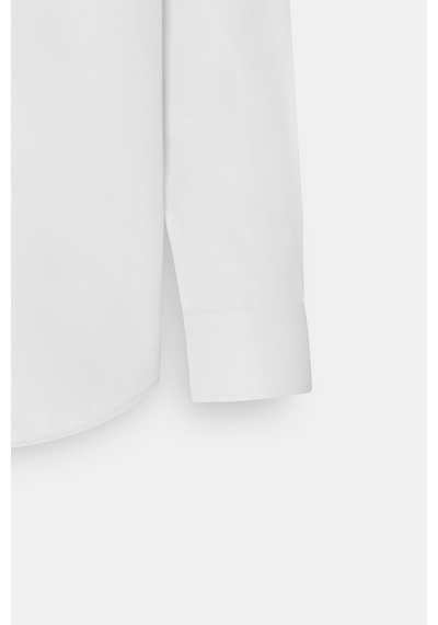 AC&Co / Altınyıldız Classics  Erkek Beyaz Slim Fit Dar Kesim Oxford Düğmeli Yaka Armürlü Pamuklu Gömlek Beyaz