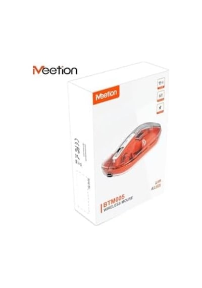 Meetion Btm005 Turuncu Saydam Ofis Mouse 2.4g Kablosuz + Çift Bluetooth Sessiz Tıklama 2400 Dpı