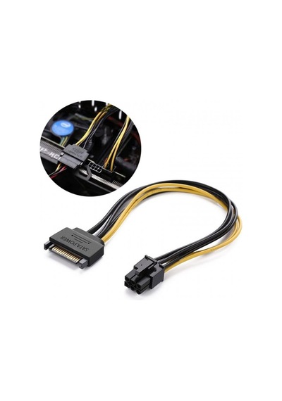 6 Pin Pcı-e Dişi To 15 Pin Sata Erkek Power Güç Kablosu 30 Cm - Kp-120