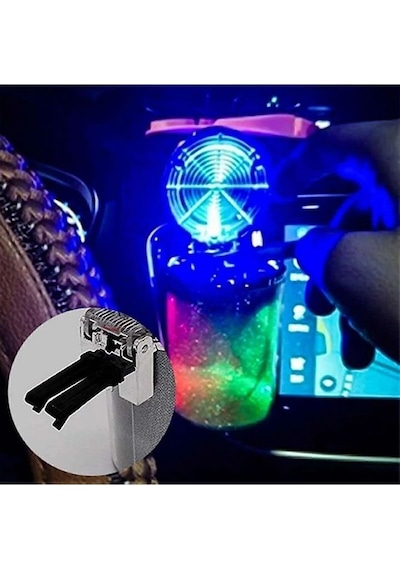 Oto Küllük Renkli Işıltılı Rgb Araç İçi Led Küllük 7 Işıklı Black