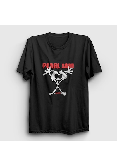 Presmono Unisex Alive Pearl Jam T-shirt Siyah