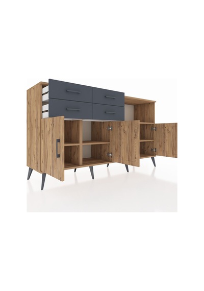 Kronos Konsol 4 Raflı 4 Çekmeceli 4 Kapaklı 176x59x99 Çam-çam/ant Çam-çam/antrasit Kronos Konsol 4 Raflı 4 Çekmeceli 4 Kapaklı 176x59x99 Çam-çam/ant Çam-çam/antrasit