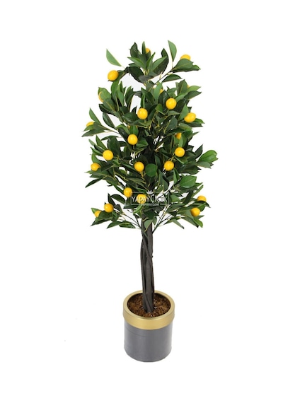 Yapay Limon Ağacı Metal Siyah-gold Saksıda 140 Cm