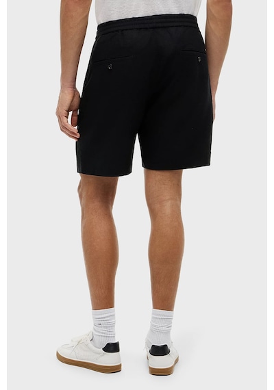 Tommy Hilfiger Bağlamalı Normal Bel Keten Bermuda Short Erkek Short Mw0mw44353 Bds Siyah