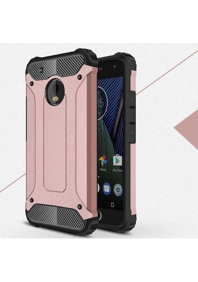 Kilifone - Lenovo Moto G5s Plus Uyumlu - Kılıf Çift Katman Koruyucu Crash Military Tank Kılıf - Rose Gold Rose Gold