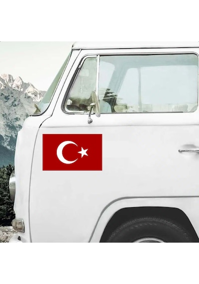 Türk Bayrağı Sticker - 2 Adet Araba Oto Motosiklet Karavan Cam Sticker - 00068 10X6 Cm