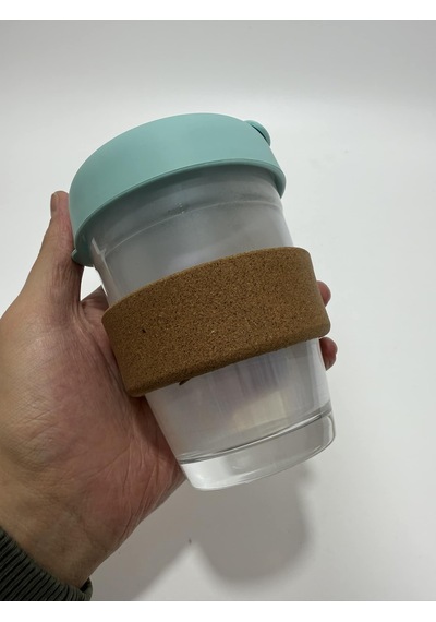 Mantar Halkalı Cam Kahve Bardağı 350ml Renkli