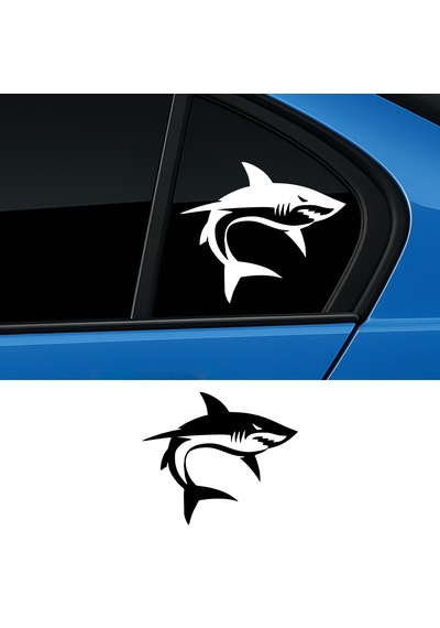 Köpekbalığı Sticker, Oto Sticker, Motor Sticker 17x15 Cm